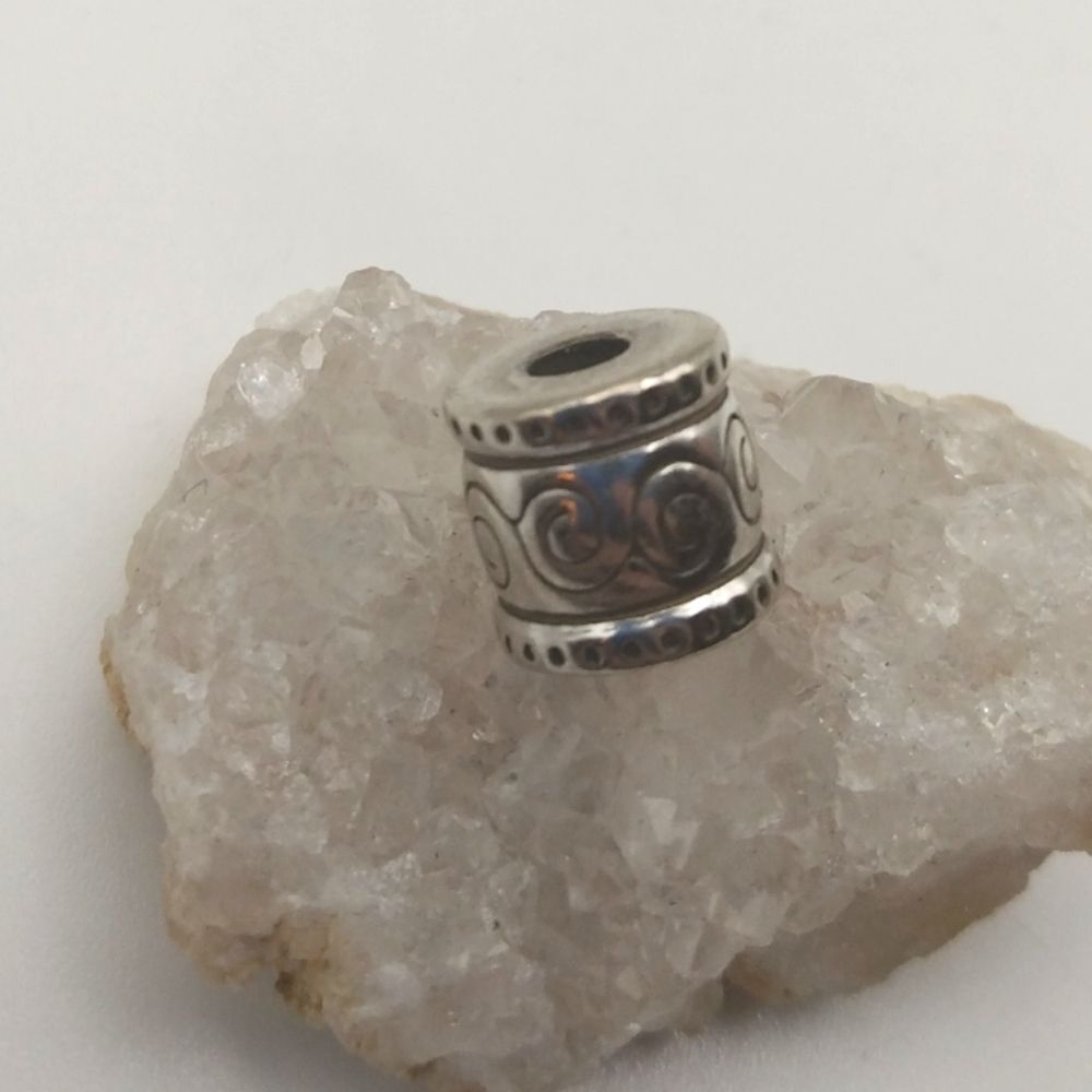 Silver toned beaded spacer scroll pattern‎
